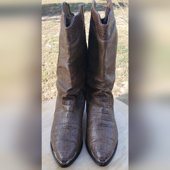 Zodiac Vintage Womans Brown Leather Cowboy Boots Size 8 1/2" M Western Cowgirl - Picture 1 of 16